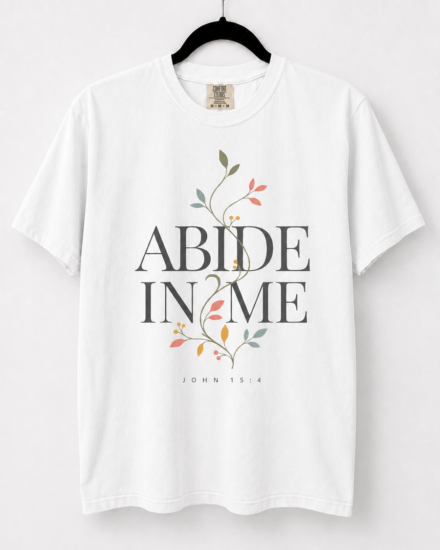White Abide in Me front design