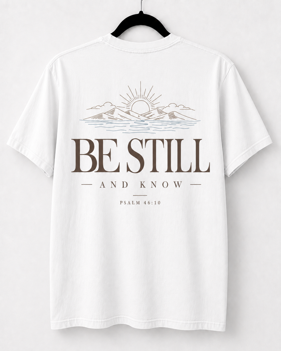 White Be Still and Know back design
