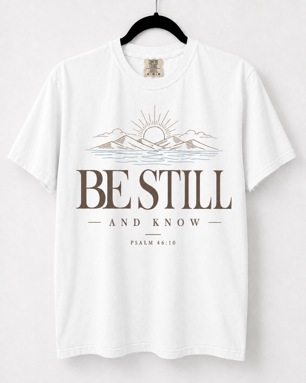 White Be Still and Know front design [pair|white|front|1]