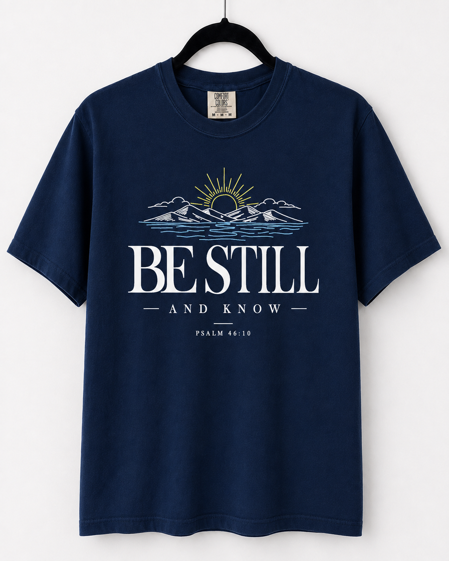 Navy Be Still and Know front design