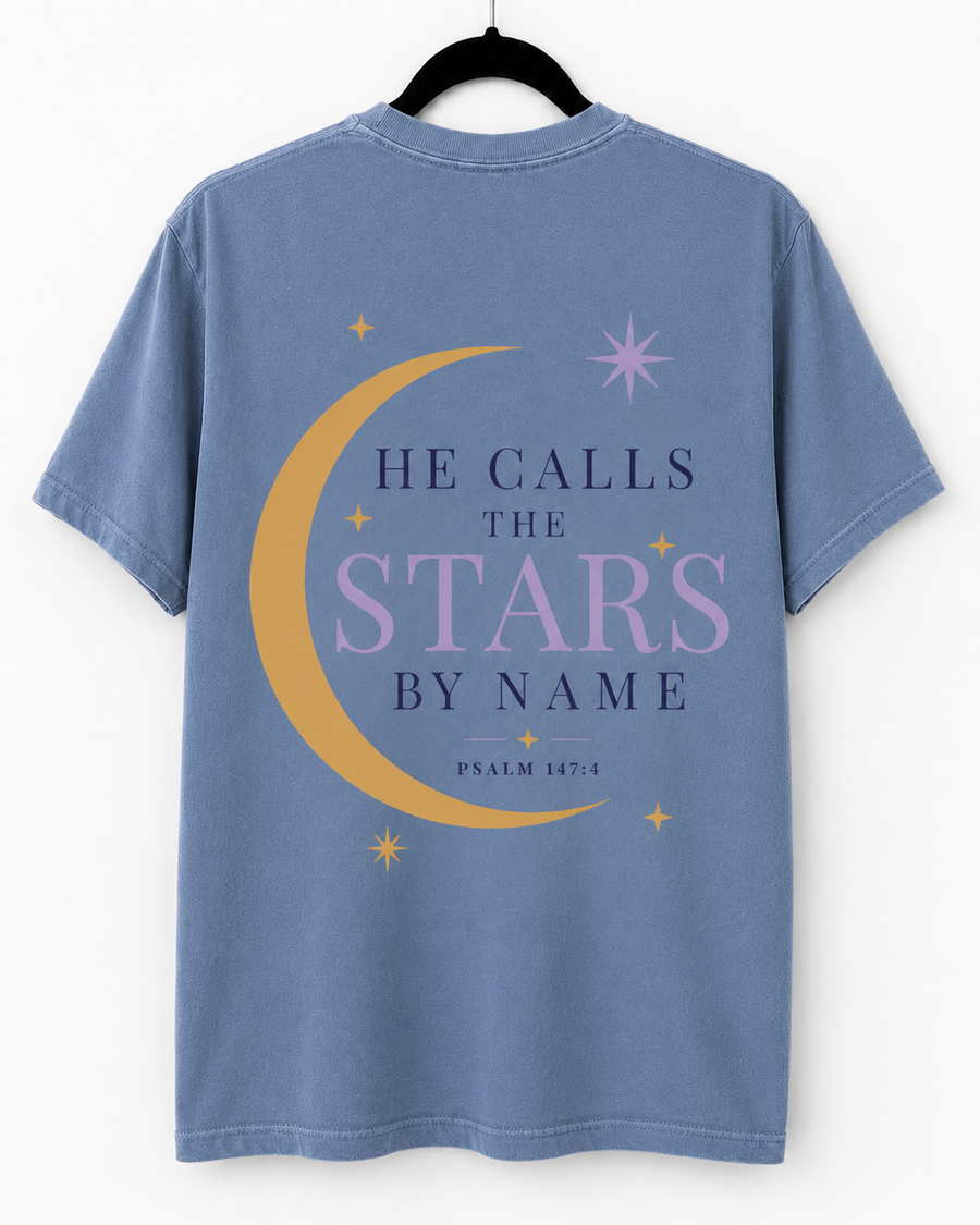 Washed Denim He Calls the Stars back design
