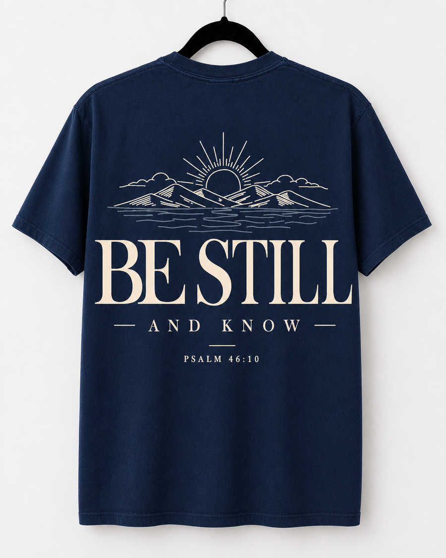 Navy Be Still and Know back design