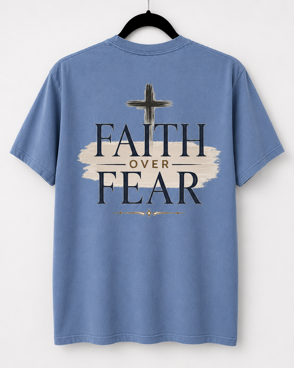 Washed Denim Faith Over Fear back design [pair|washed-denim|back|2]