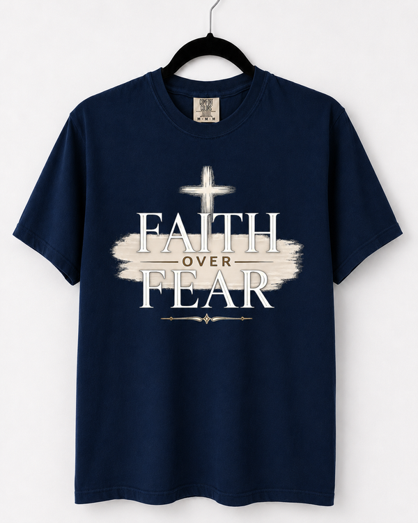 Navy Faith Over Fear front design [pair|navy|front|1]