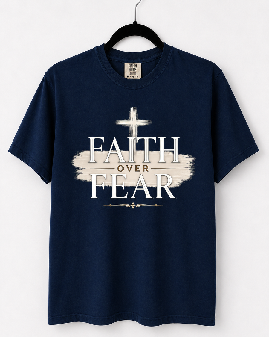 Navy Faith Over Fear front design