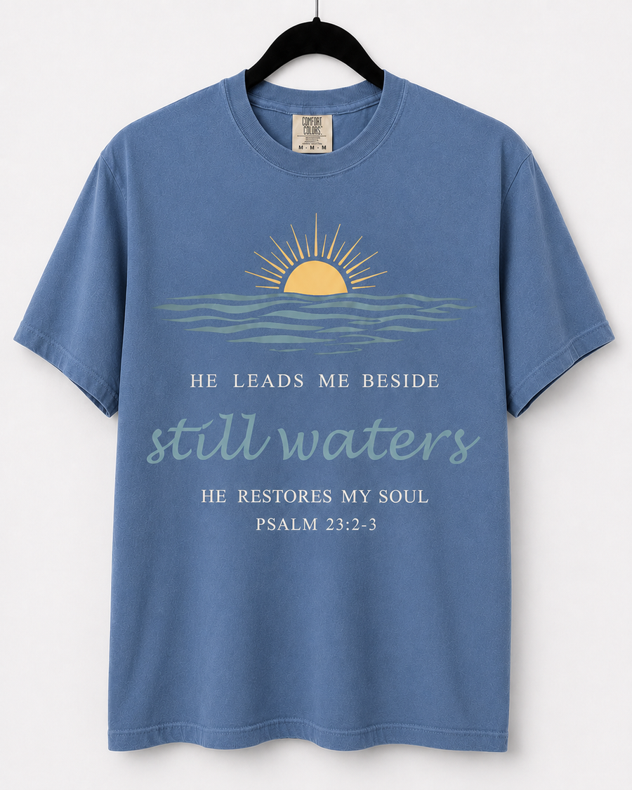 Washed Denim Still Waters front design