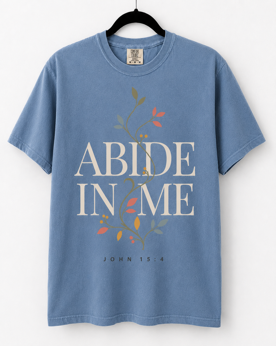 Washed Denim Abide in Me front design