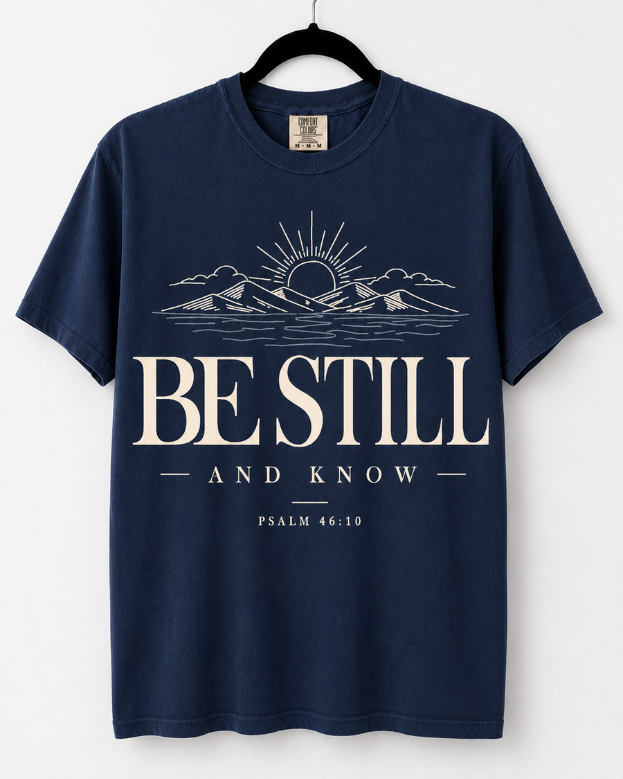 Navy Be Still and Know front design