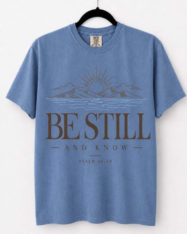 Washed Denim Be Still and Know front design [pair|washed-denim|front|1]