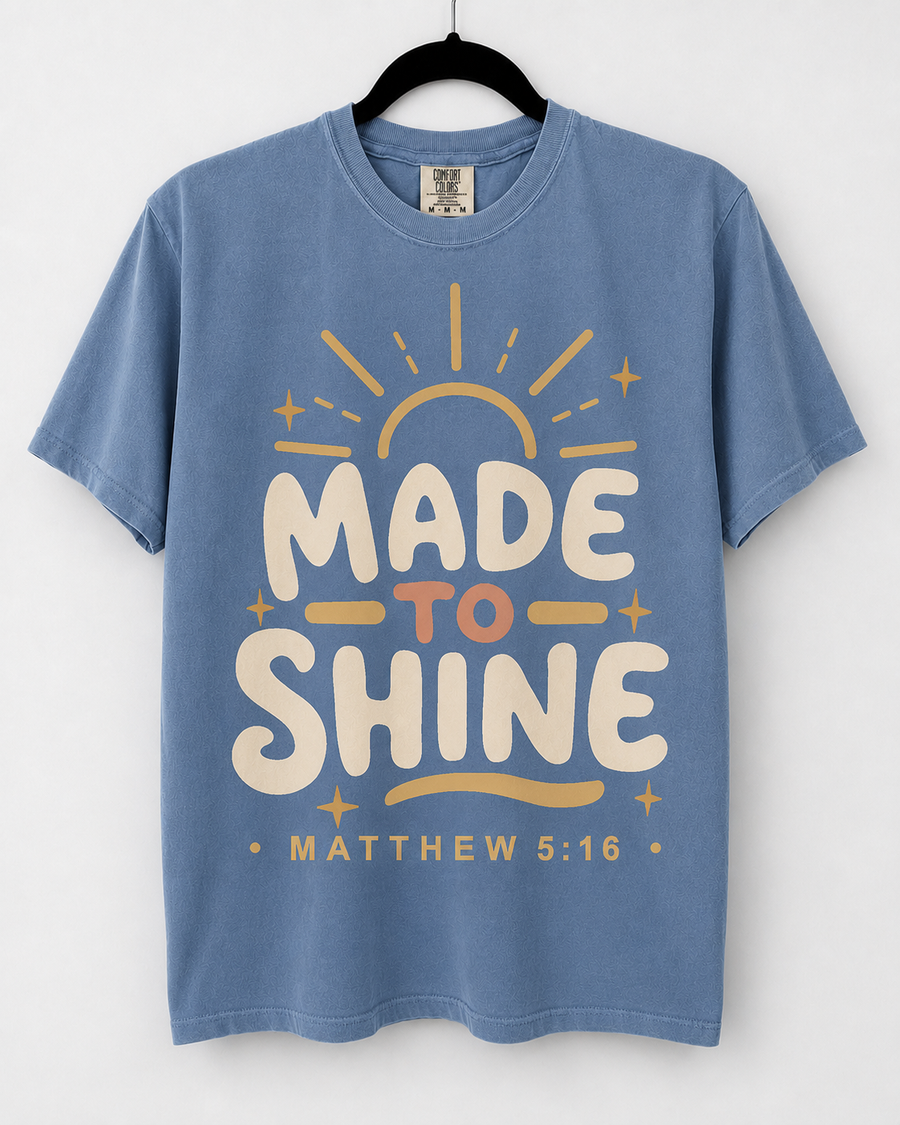 Washed Denim Made to Shine front design