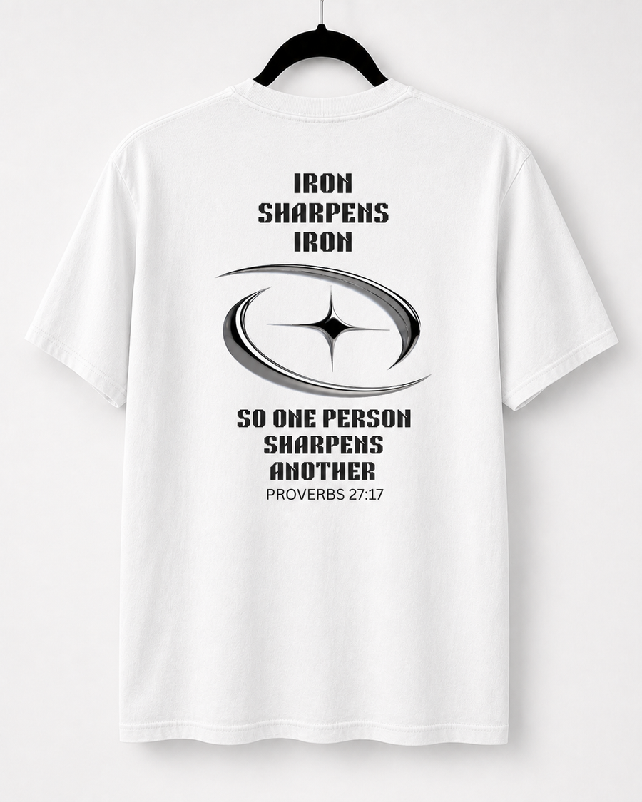 White Iron Sharpens Iron back design