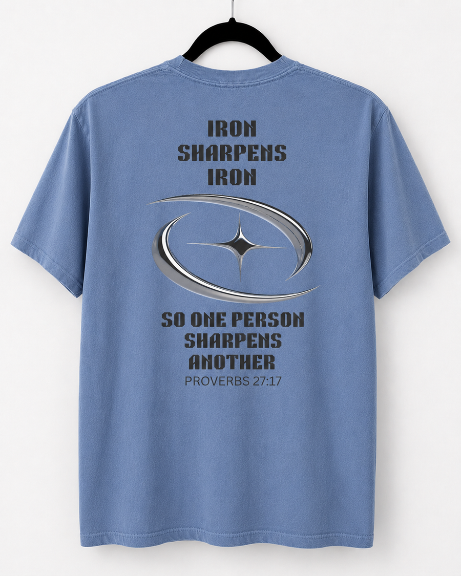 Washed Denim Iron Sharpens Iron back design